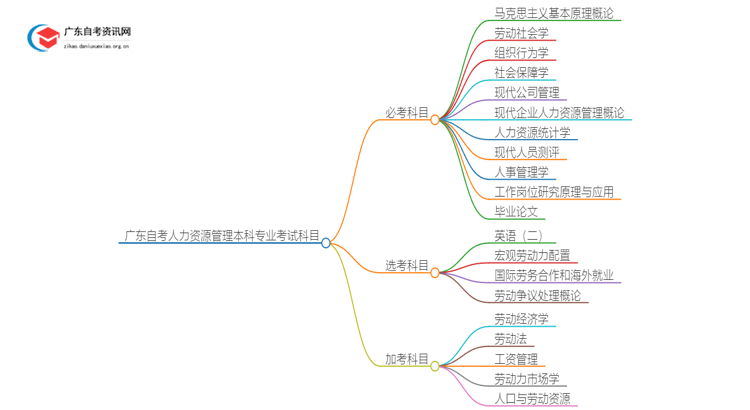 广东自考人力资源管理本科专业考几门？思维导图