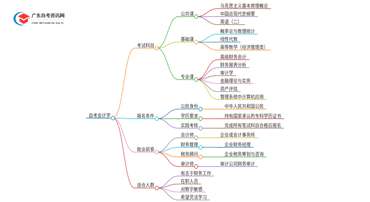 25年自考会计学考什么？要怎么复习？思维导图