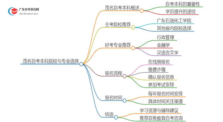 茂名有哪些学校可以报本科？详解自考本科！思维导图