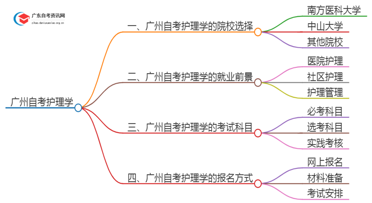 广州有哪些学校可以自考护理学？思维导图