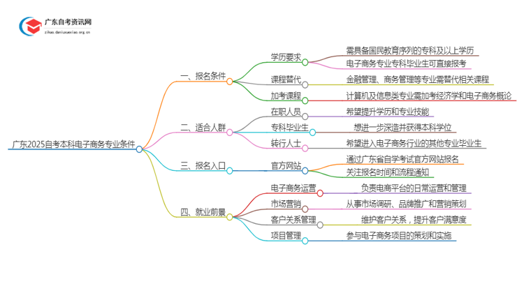 广东2025自考本科电子商务专业的条件是什么？思维导图